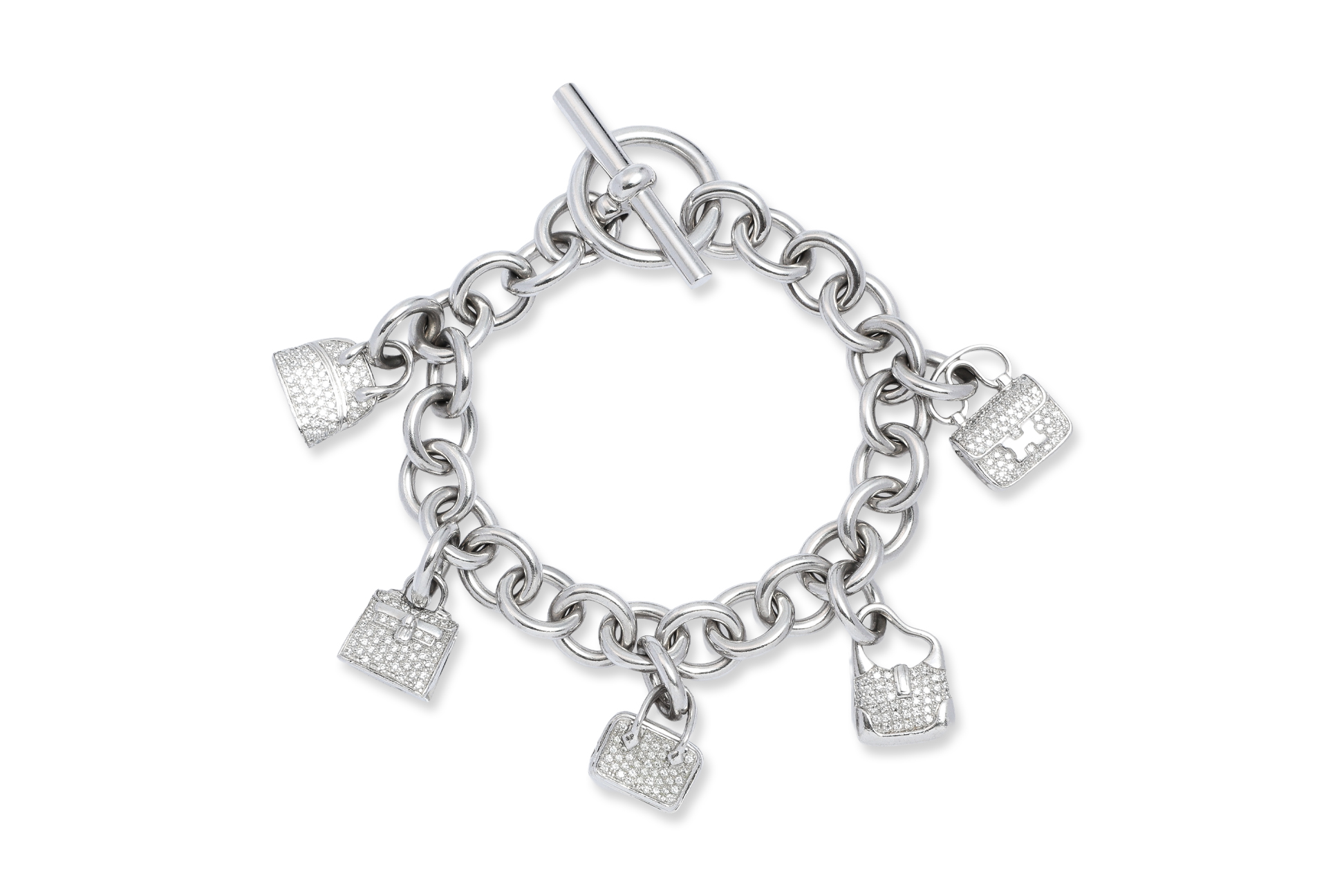 HERMÈS '5 BAGS' AMULETTE DIAMOND BRACELET