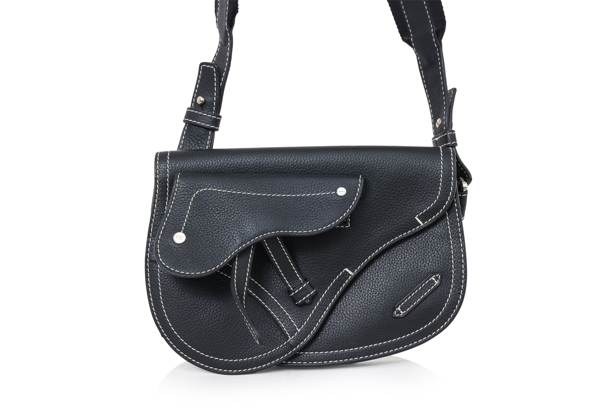 DIOR - A CONTRAST STITCH SADDLE BAG