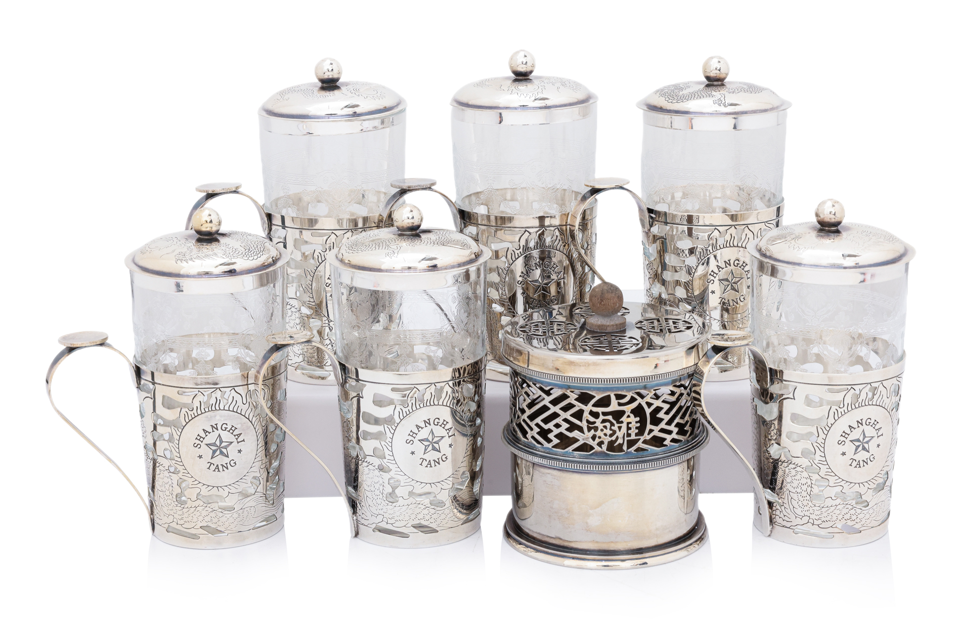 A SHANGHAI TANG SILVER PLATED TEA SET
