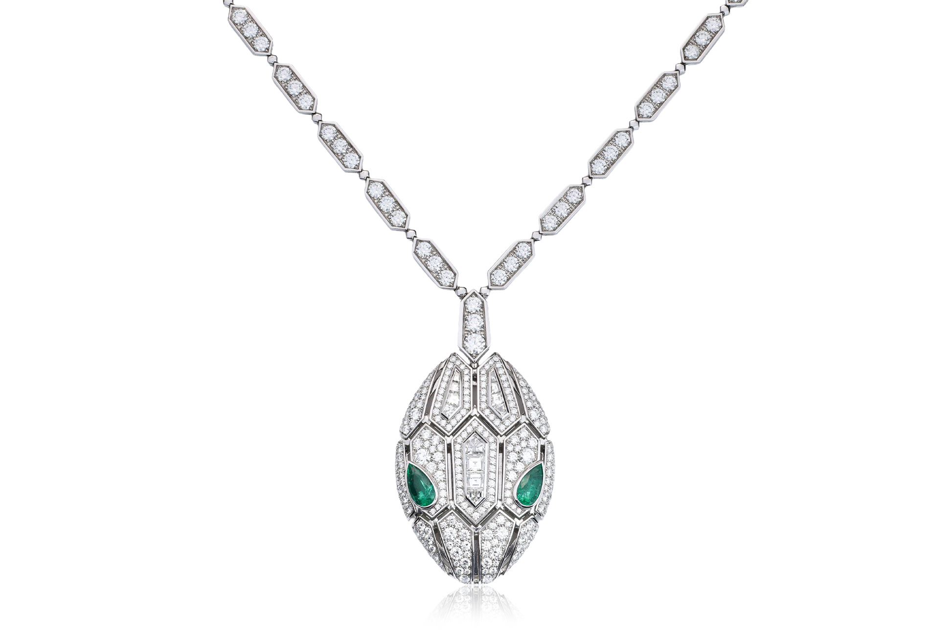 BULGARI 'SERPENTI' EMERALD AND DIAMOND PENDANT NECKLACE