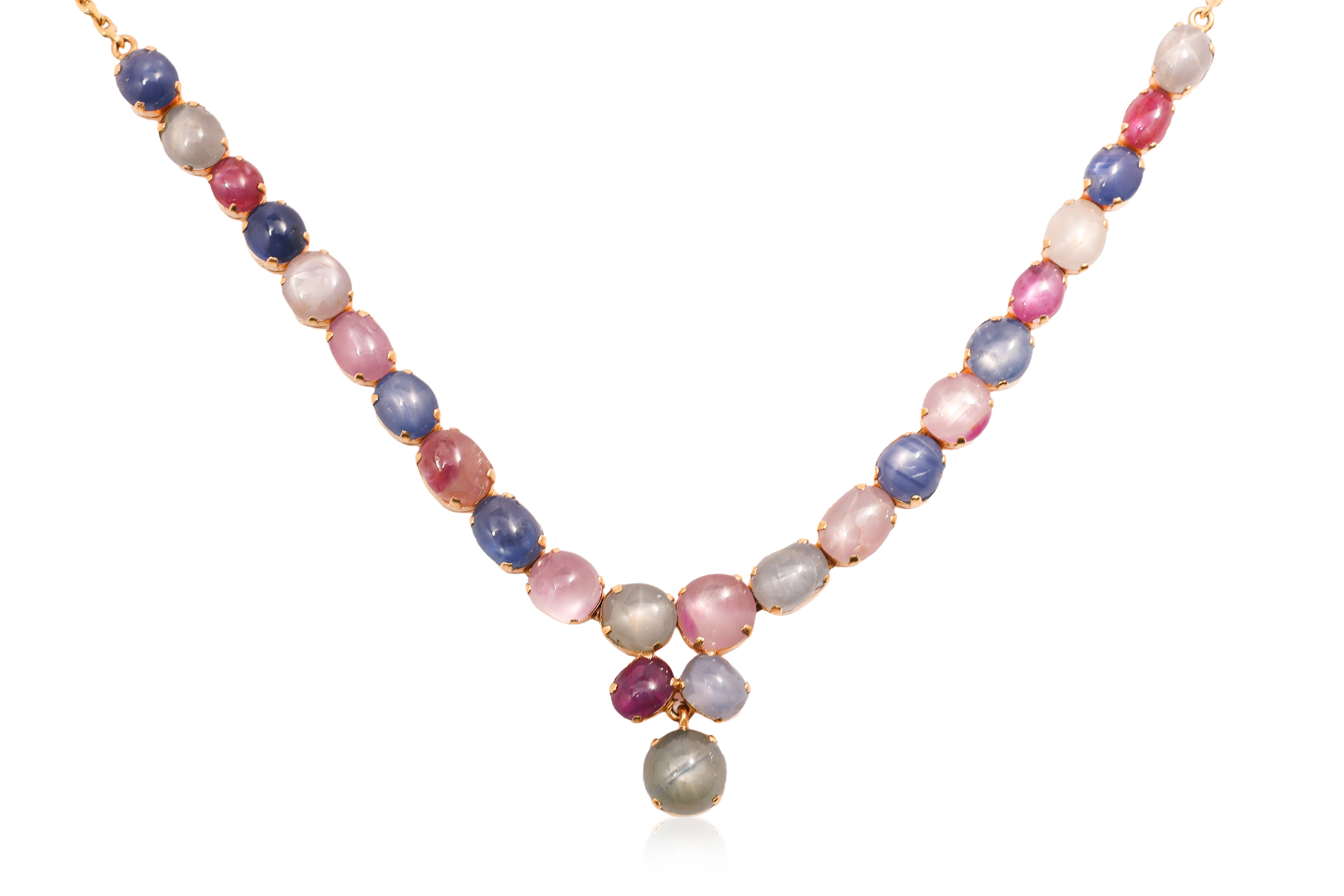 A MULTI-COLOUR STAR SAPPHIRE NECKLACE