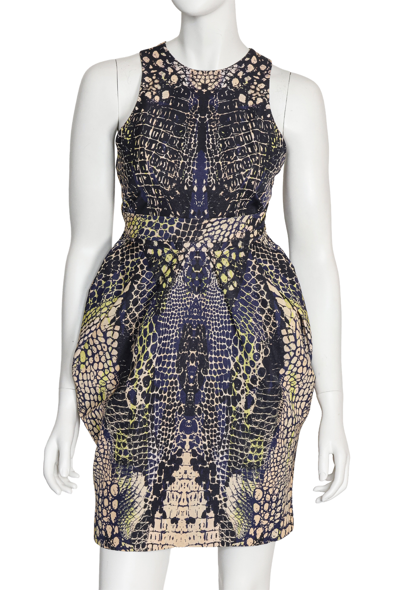 MCQ ALEXANDER MCQUEEN - A KALEIDOSCOPE CROCODILE PRINT DRESS, S/S 2014
