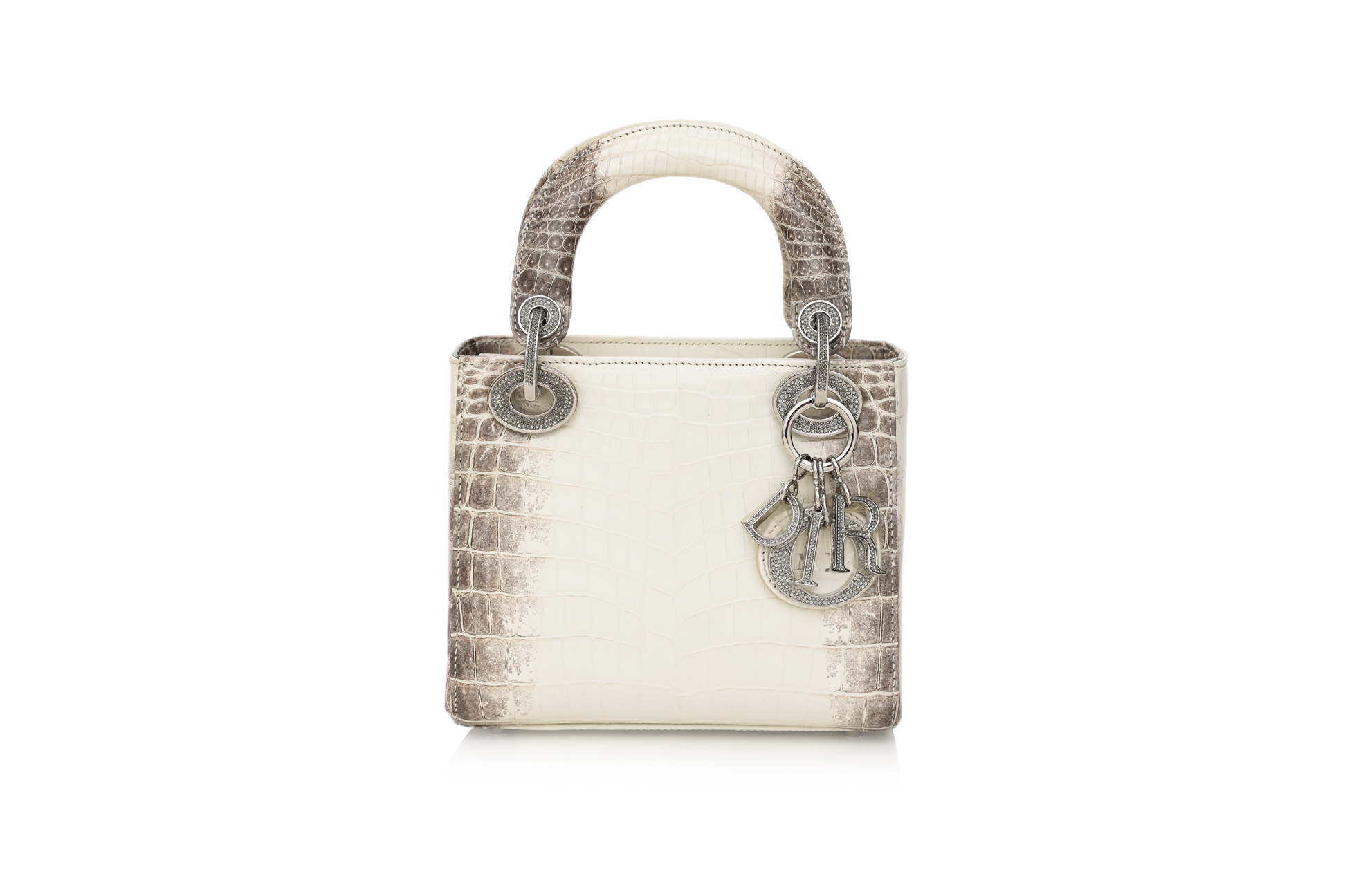 CHRISTIAN DIOR MINI LADY DIOR IN MATTE WHITE HIMALAYA NILOTICUS CROCODILE, 2021 ✱