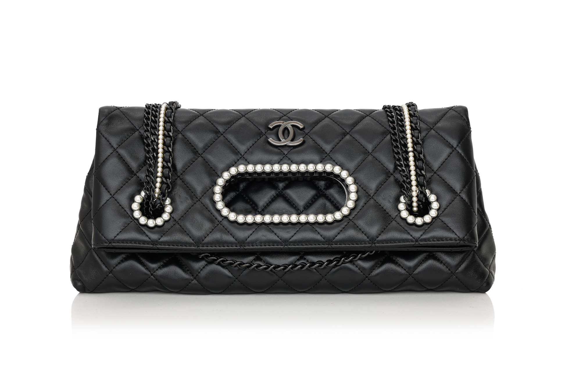 CHANEL WESTMINSTER PEARLS CONVERTIBLE TOTE IN BLACK QUILTED LEATHER, 2023
