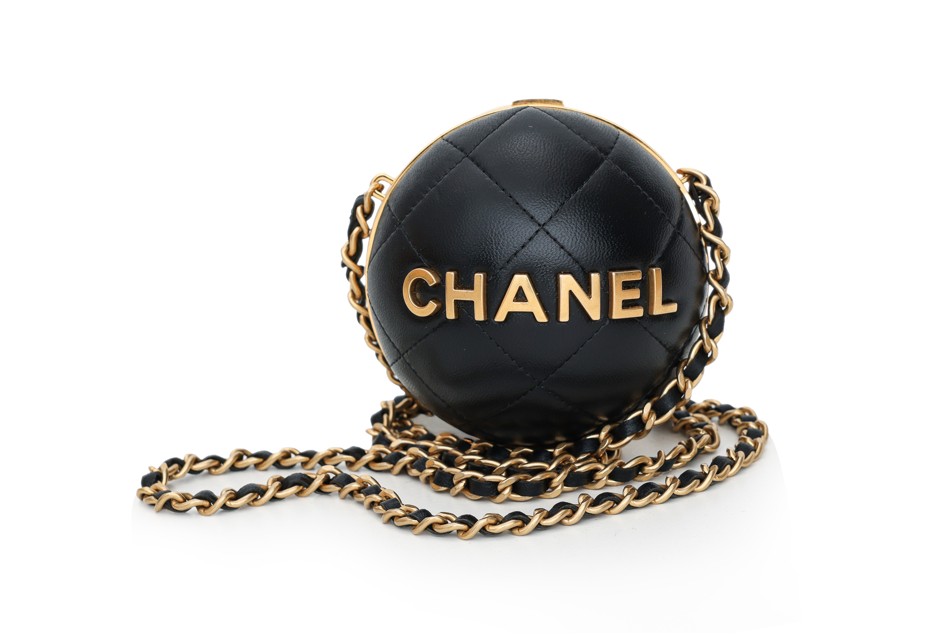 CHANEL SPHERE MINAUDIÈRE BAG IN BLACK QUILTED LEATHER, 2022