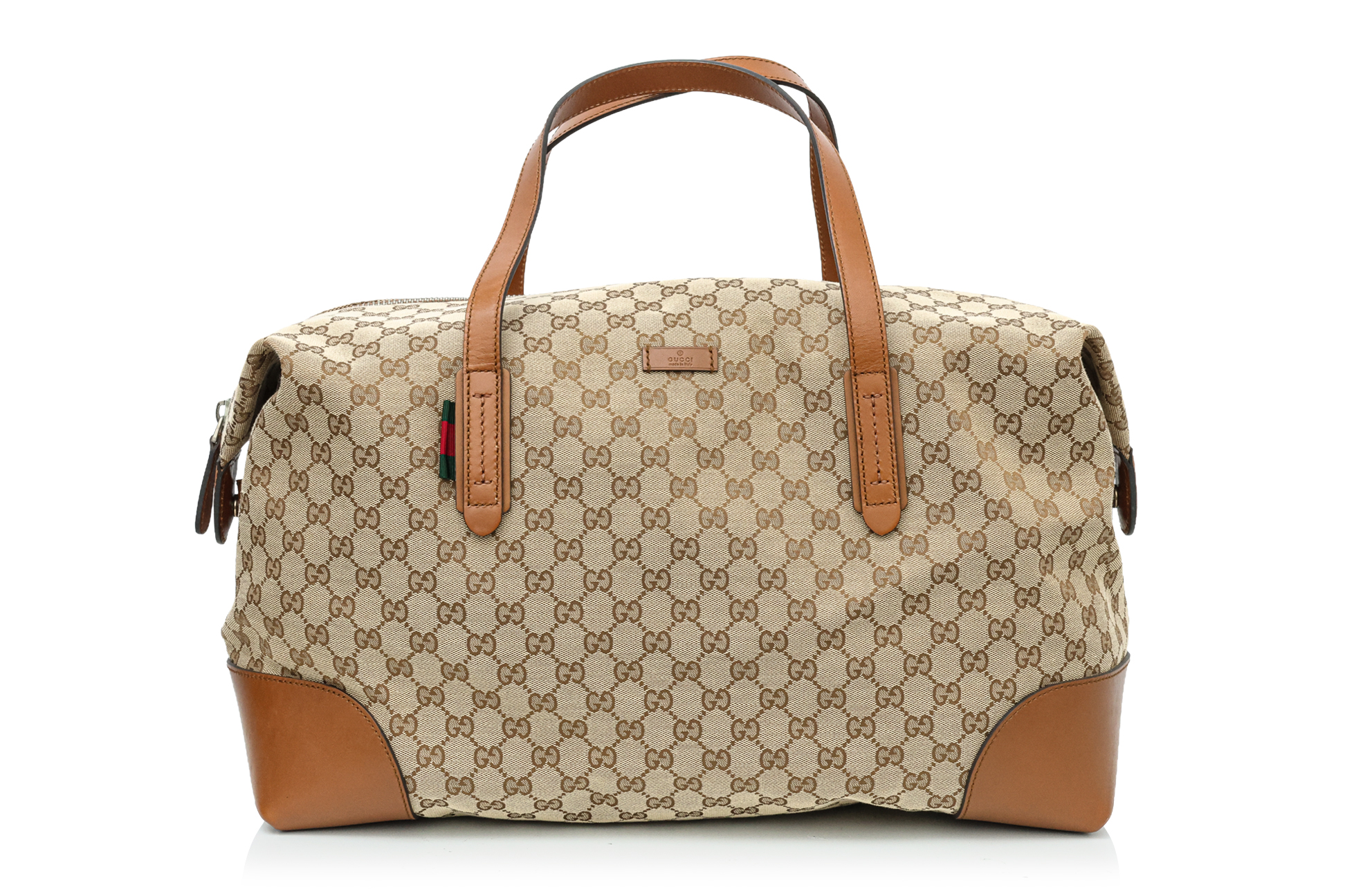 GUCCI - A MONOGRAM CANVAS AND LEATHER HOLDALL