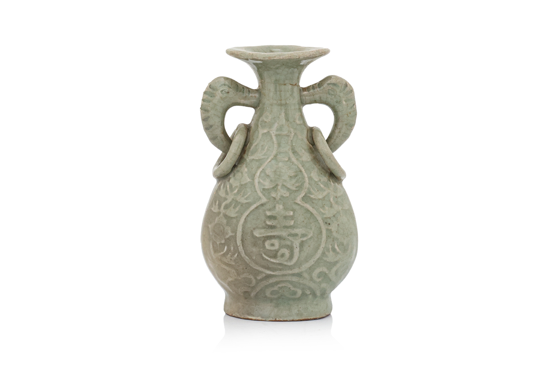 A LONGQUAN CELADON-GLAZED MOULDED VASE