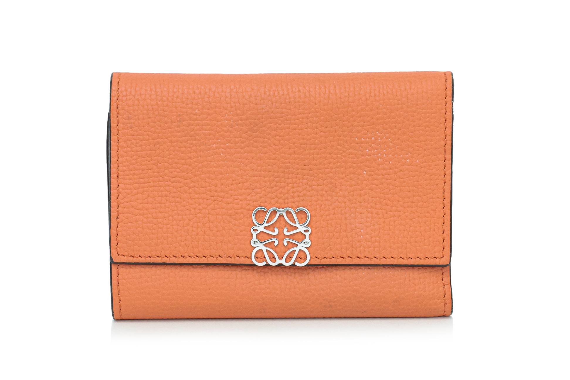 LOEWE - A CORAL PEBBLED LEATHER WALLET