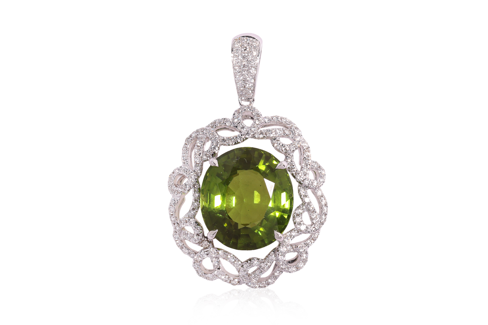 A PERIDOT AND DIAMOND PENDANT