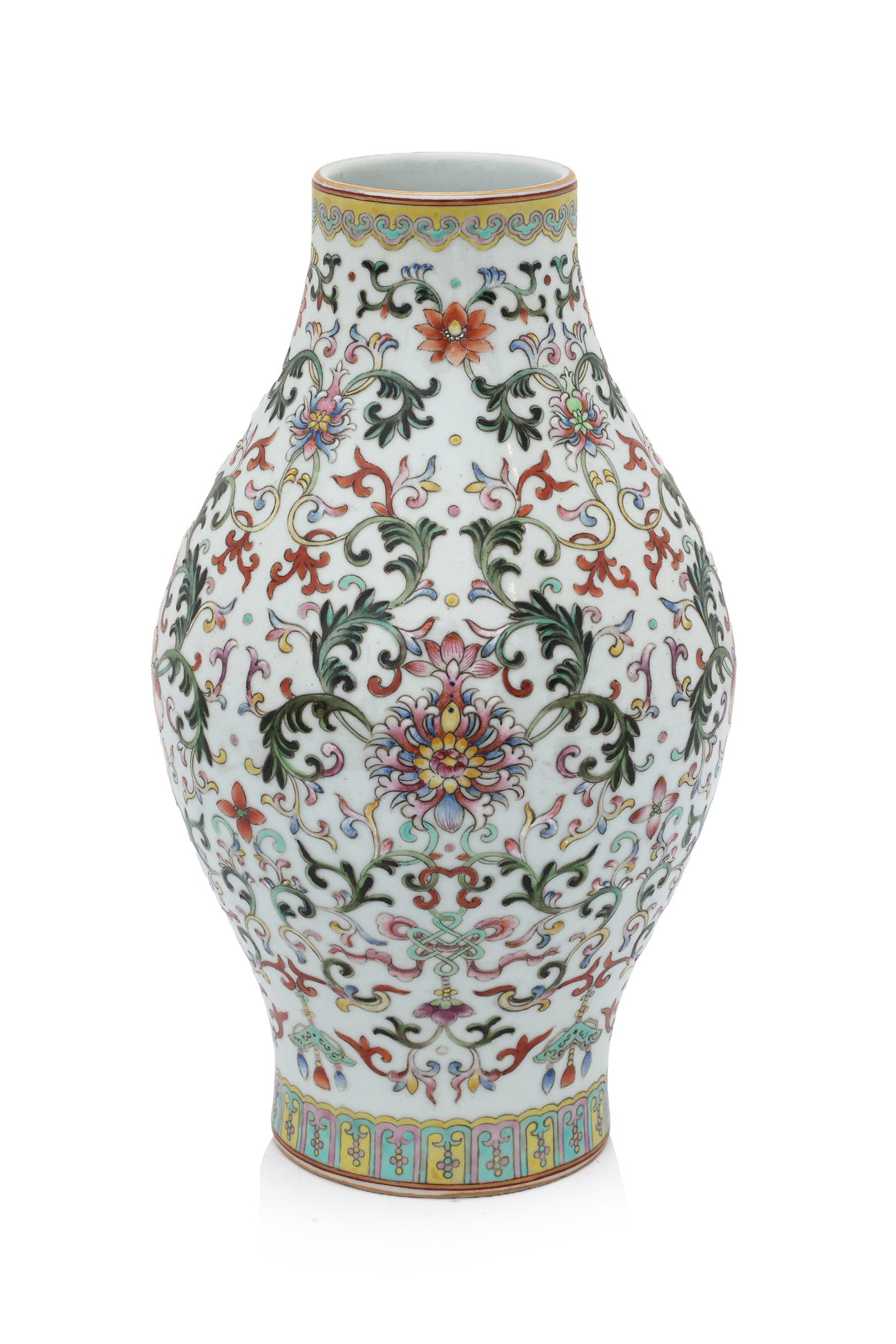 A FAMILLE ROSE BALUSTER VASE