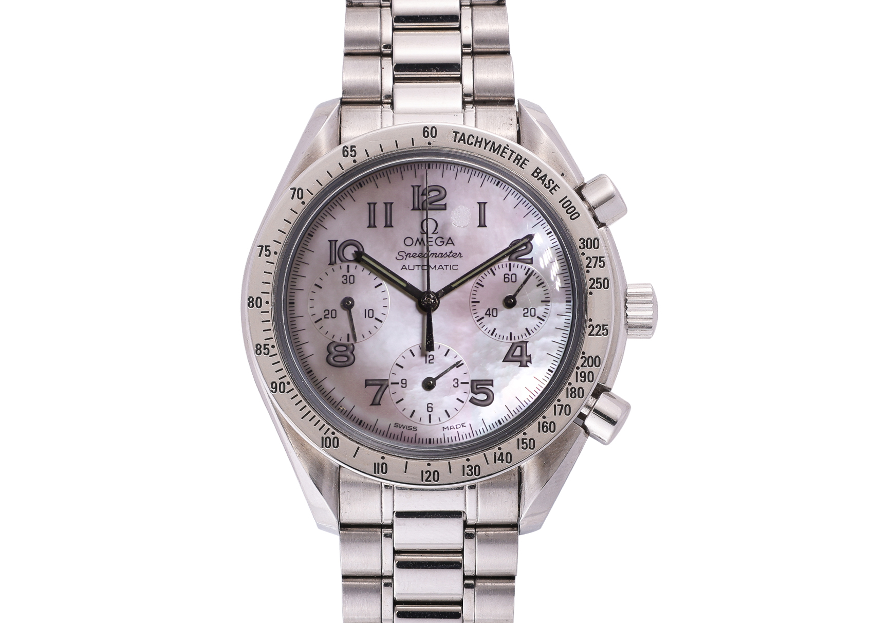 OMEGA - A SPEEDMASTER REDUCED AUTOMATIC CHRONOGRAPH WRISTWATCH