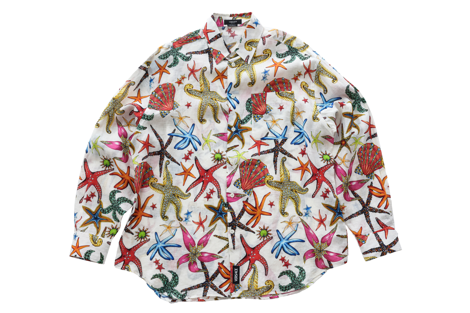 VERSACE - A 'TRESOR DE LA MER' PRINT LINEN SHIRT