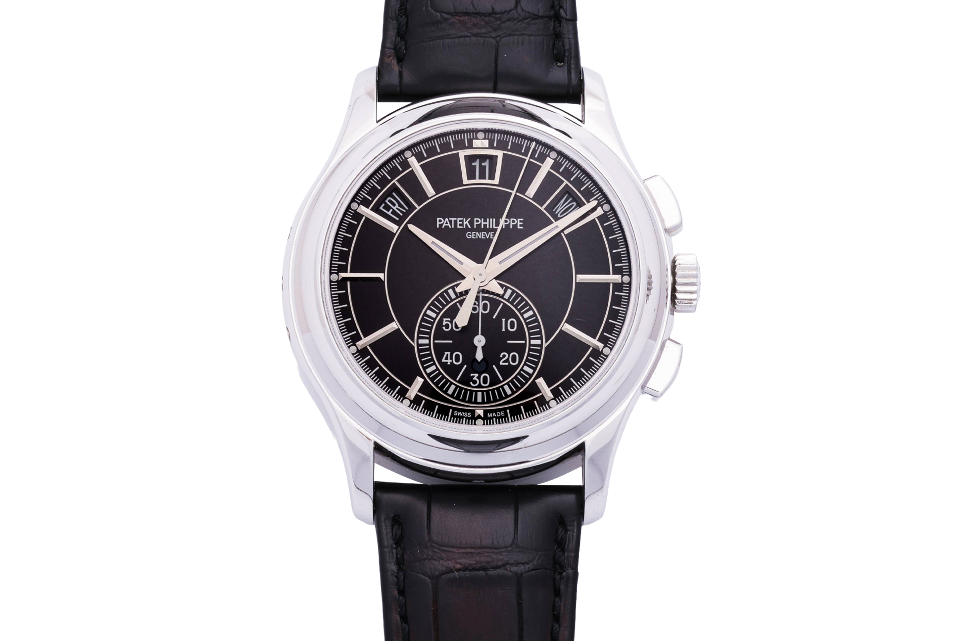 PATEK PHILIPPE - A PLATINUM ANNUAL CALENDAR FLYBACK CHRONOGRAPH WRISTWATCH