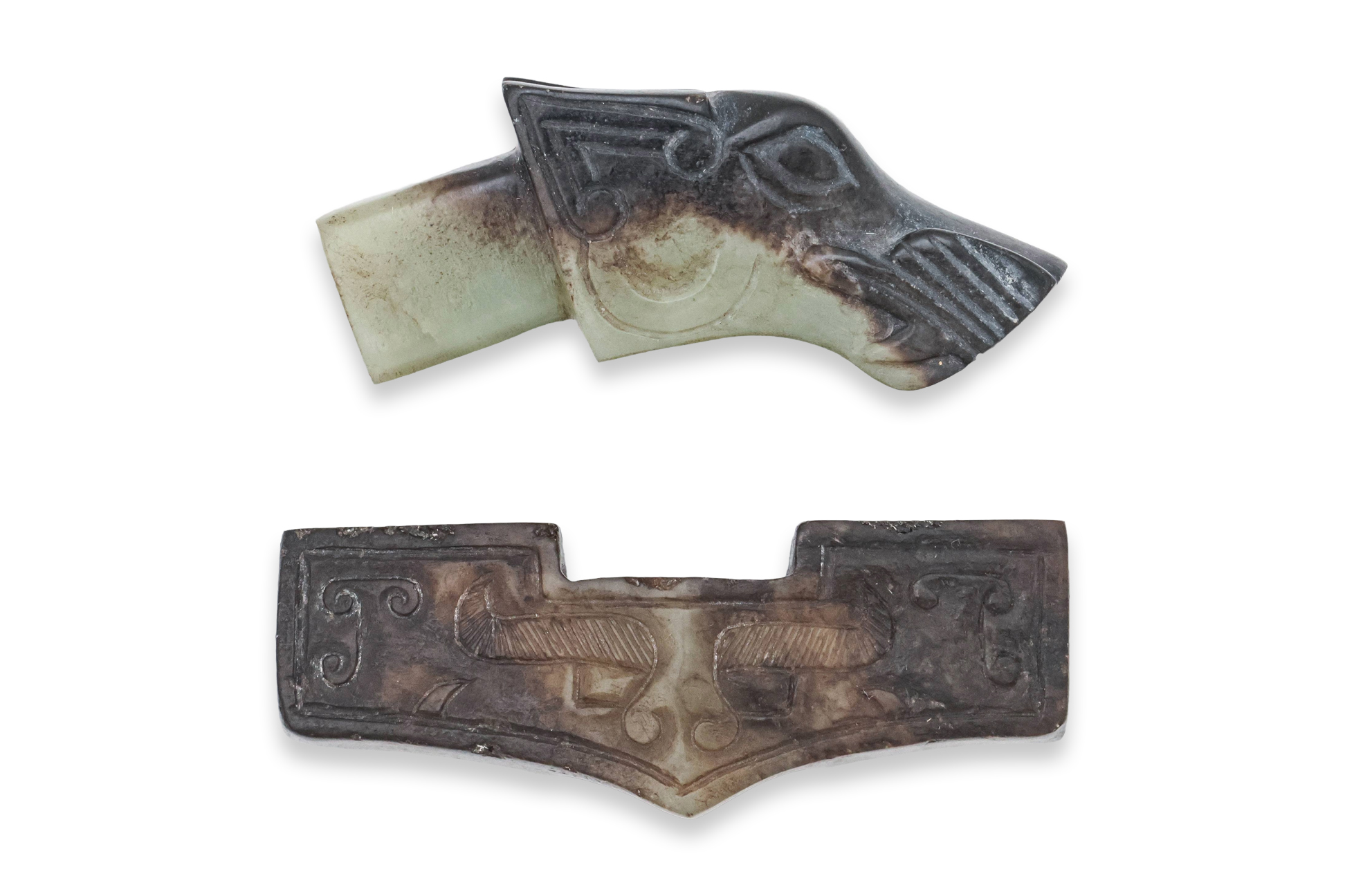 TWO ARCHISTIC JADE CARVINGS