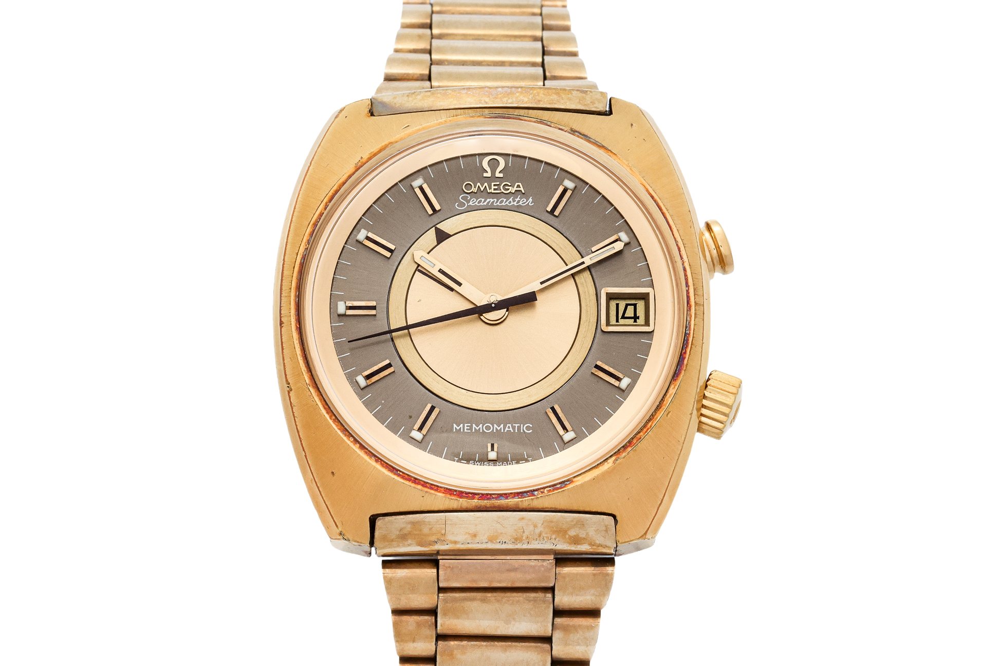 OMEGA – A GOLD-PLATED 'MEMOMATIC' ALARM WRISTWATCH