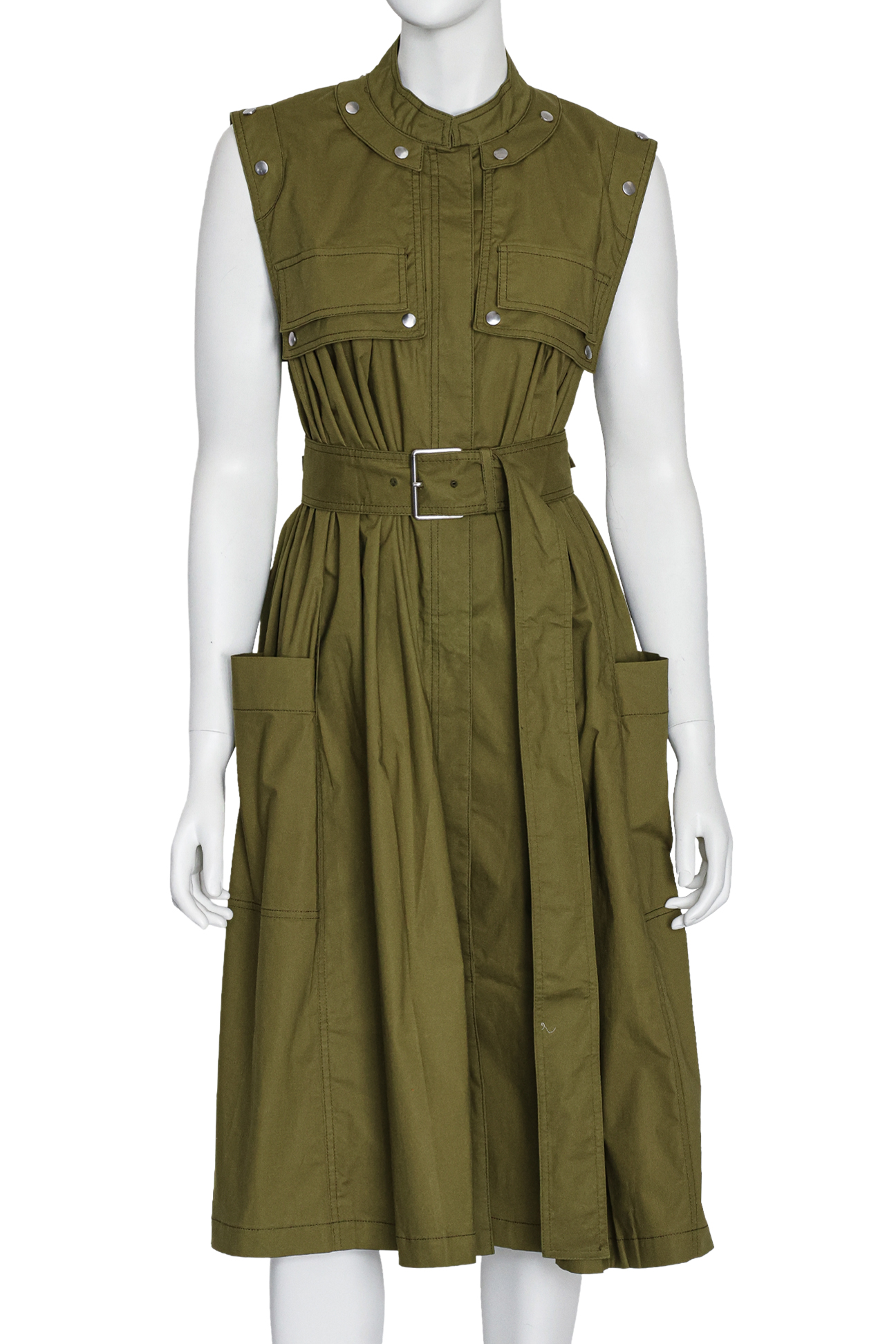 PROENZA SCHOULER - A GREEN SLEEVELESS UTILITY DRESS
