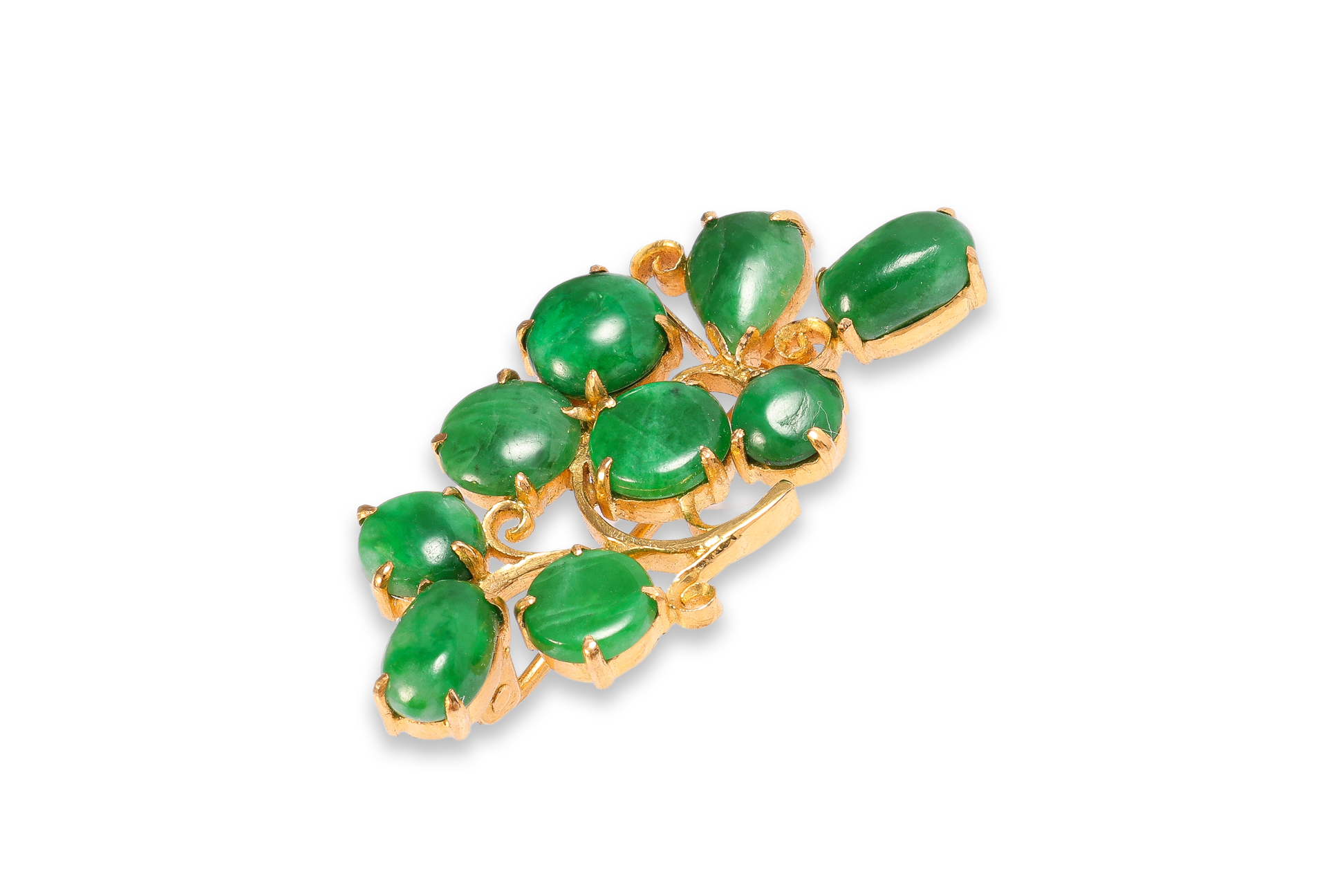 A JADEITE SPRAY BROOCH