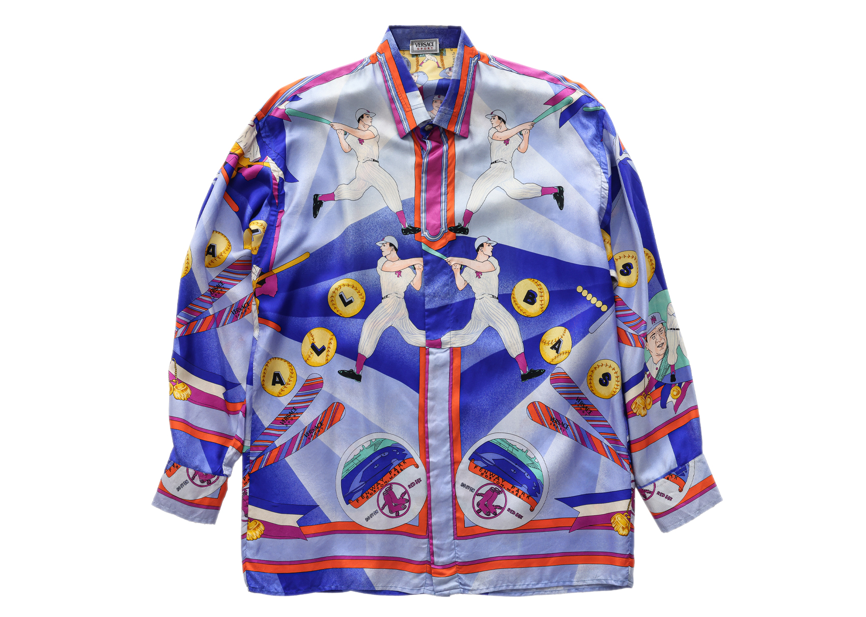 VERSACE SPORT - A BASEBALL GRAPHIC PRINT SILK SHIRT