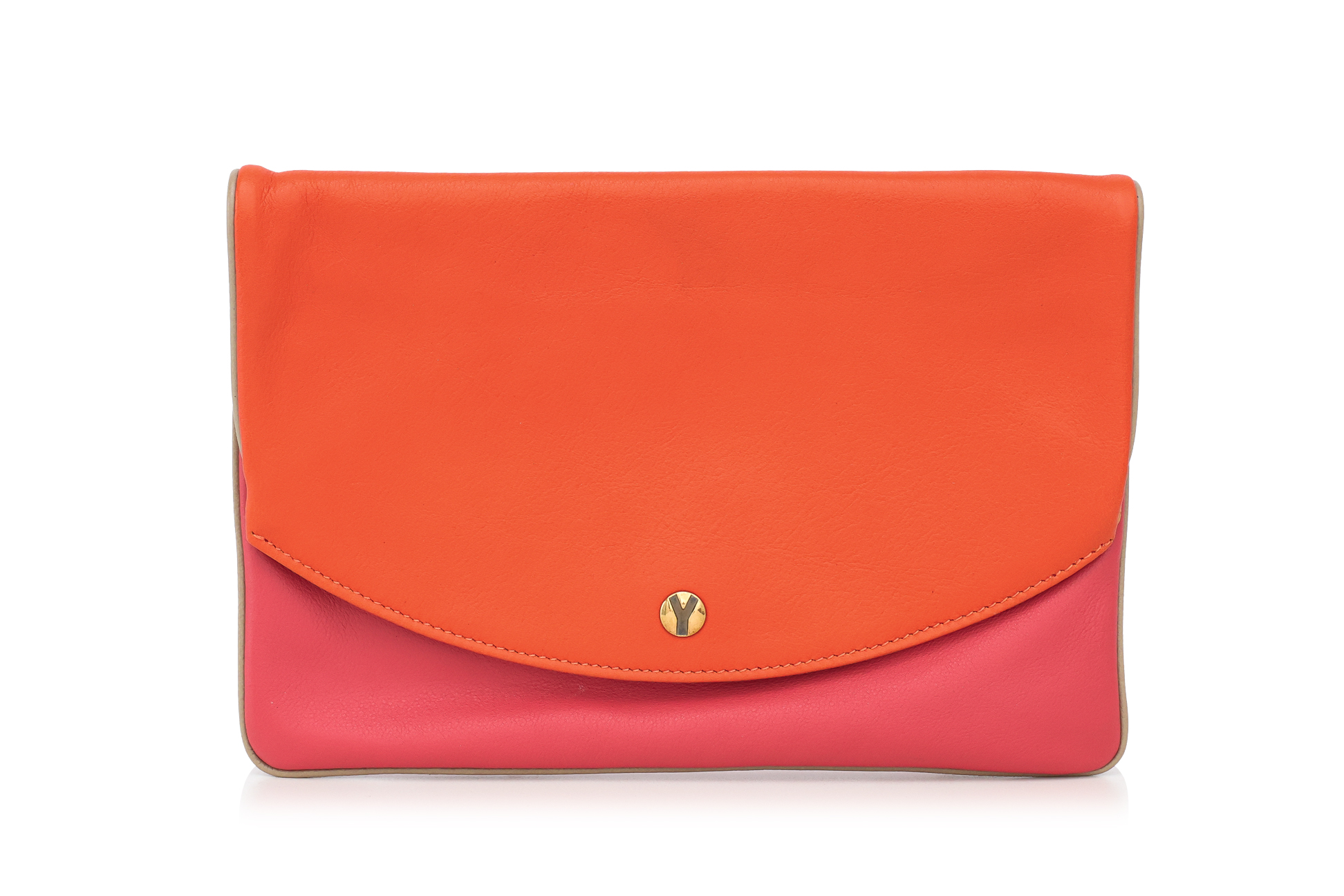 YVES SAINT LAURENT - A TWO-TONE LEATHER POUCH