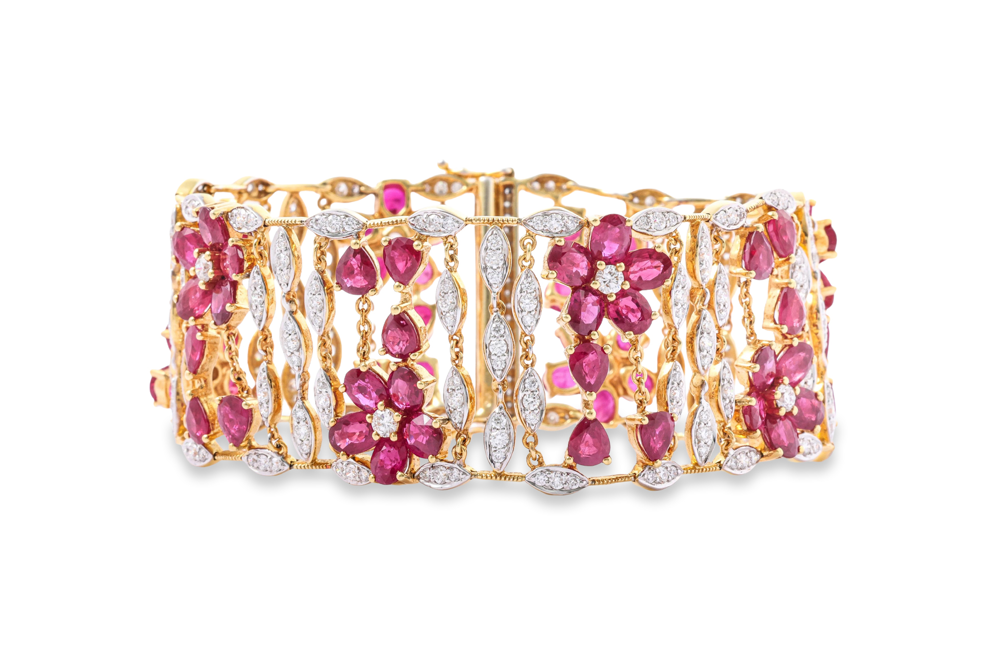 A RUBY AND DIAMOND 'FLORAL' BRACELET