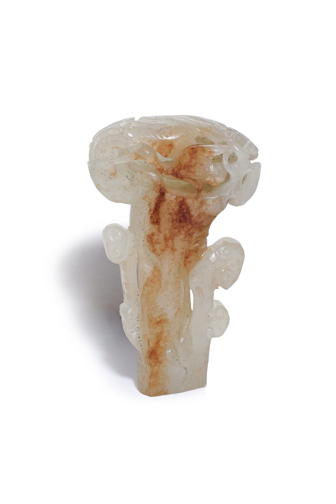 A CARVED WHITE JADE LINGZHI