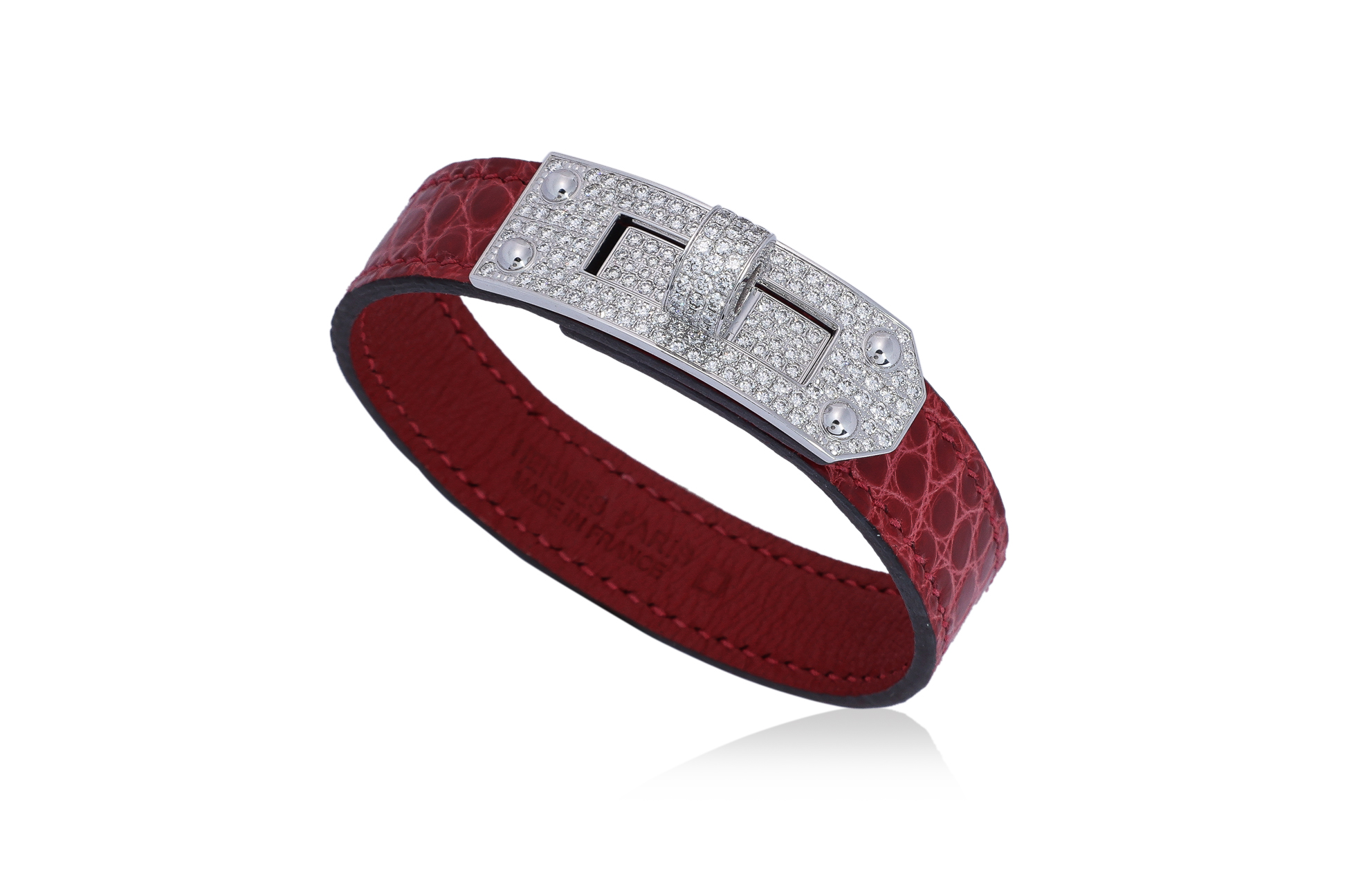 HERMÈS 'KELLY H' DIAMOND AND ALLIGATOR BRACELET*