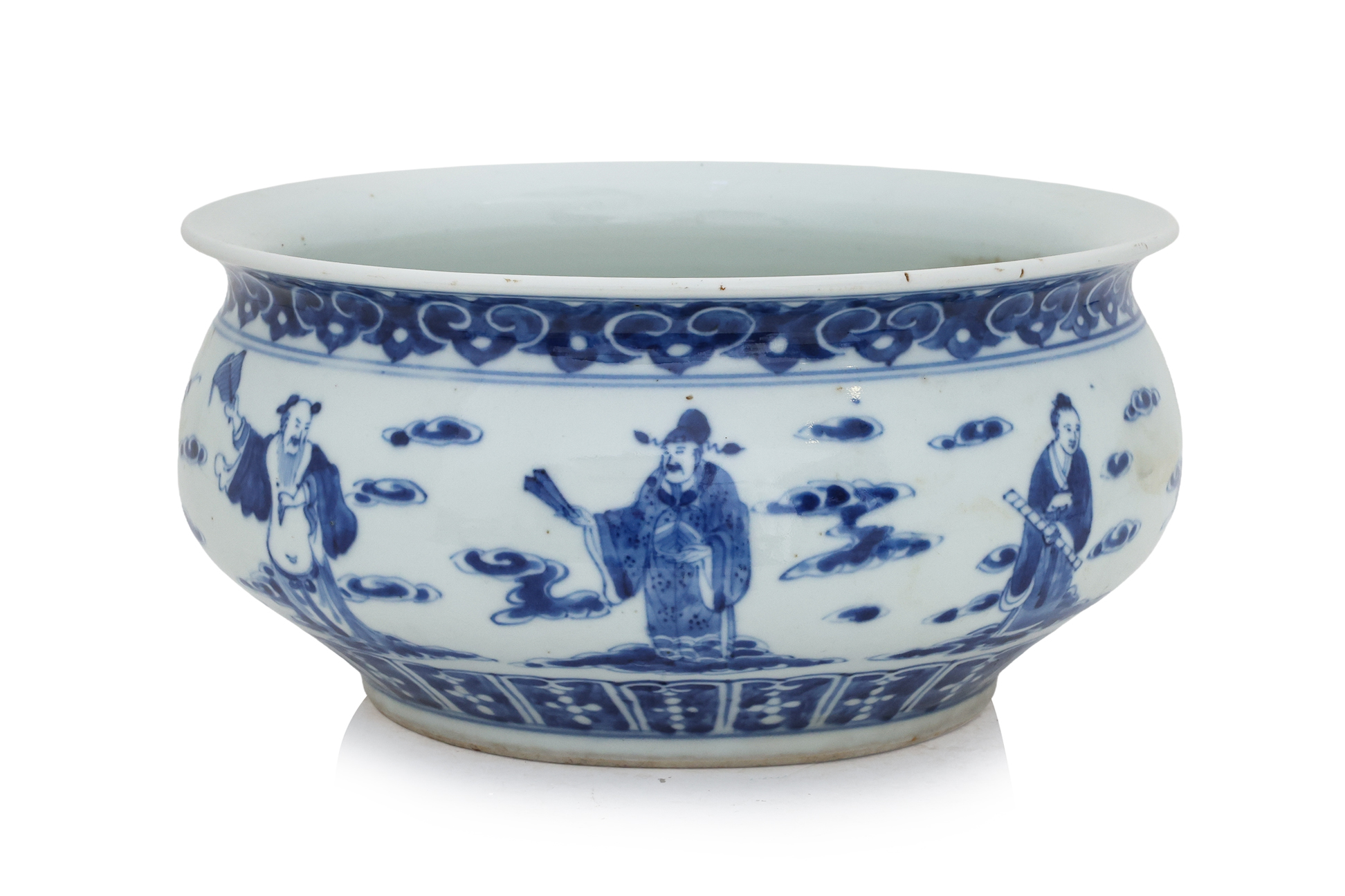 A BLUE AND WHITE EIGHT IMMORTALS PORCELAIN CENSER
