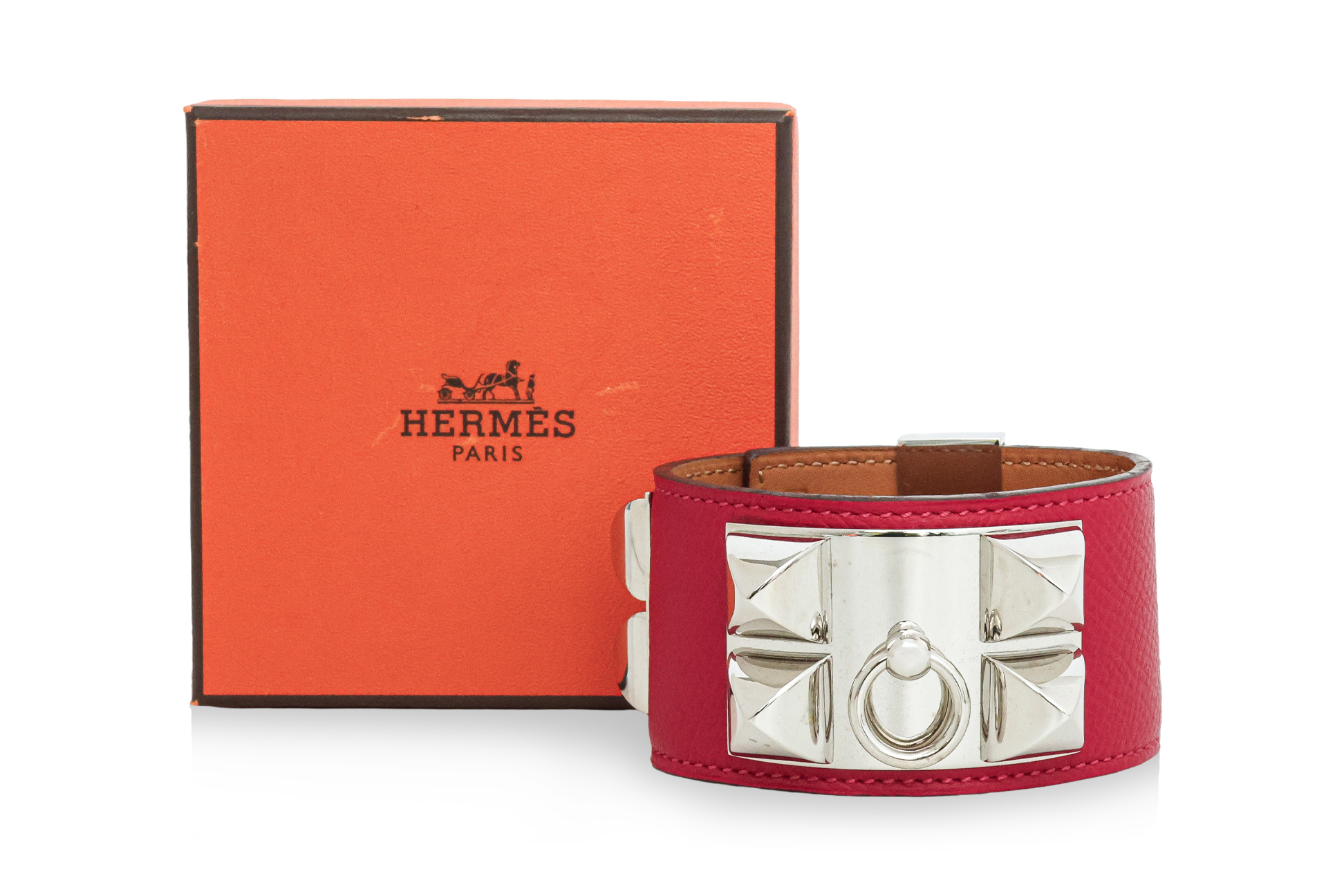 HERMÈS - A RED 'COLLIER DE CHIEN' BRACELET