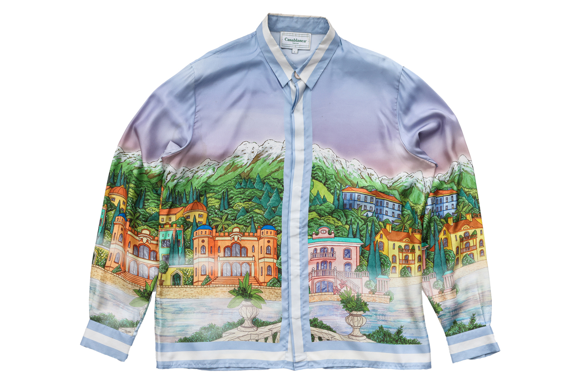 CASABLANCA - A 'BROUILLARD SUR LE LAC' PRINT SILK SHIRT