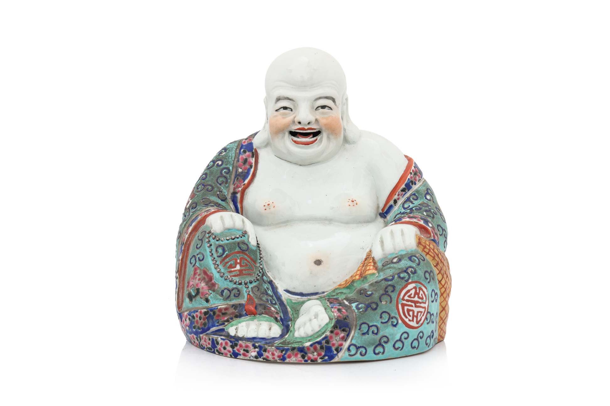 A FAMILLE ROSE FIGURE OF BUDAI