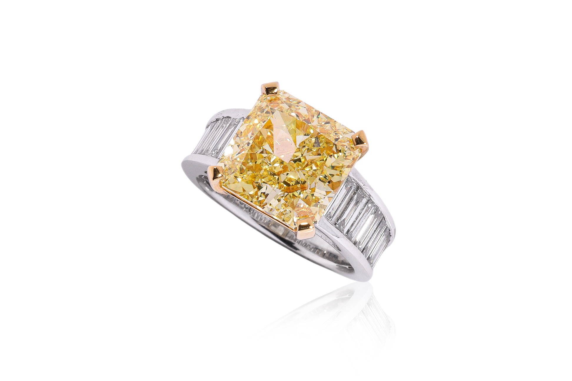 7.45 CARAT FANCY INTENSE YELLOW DIAMOND RING