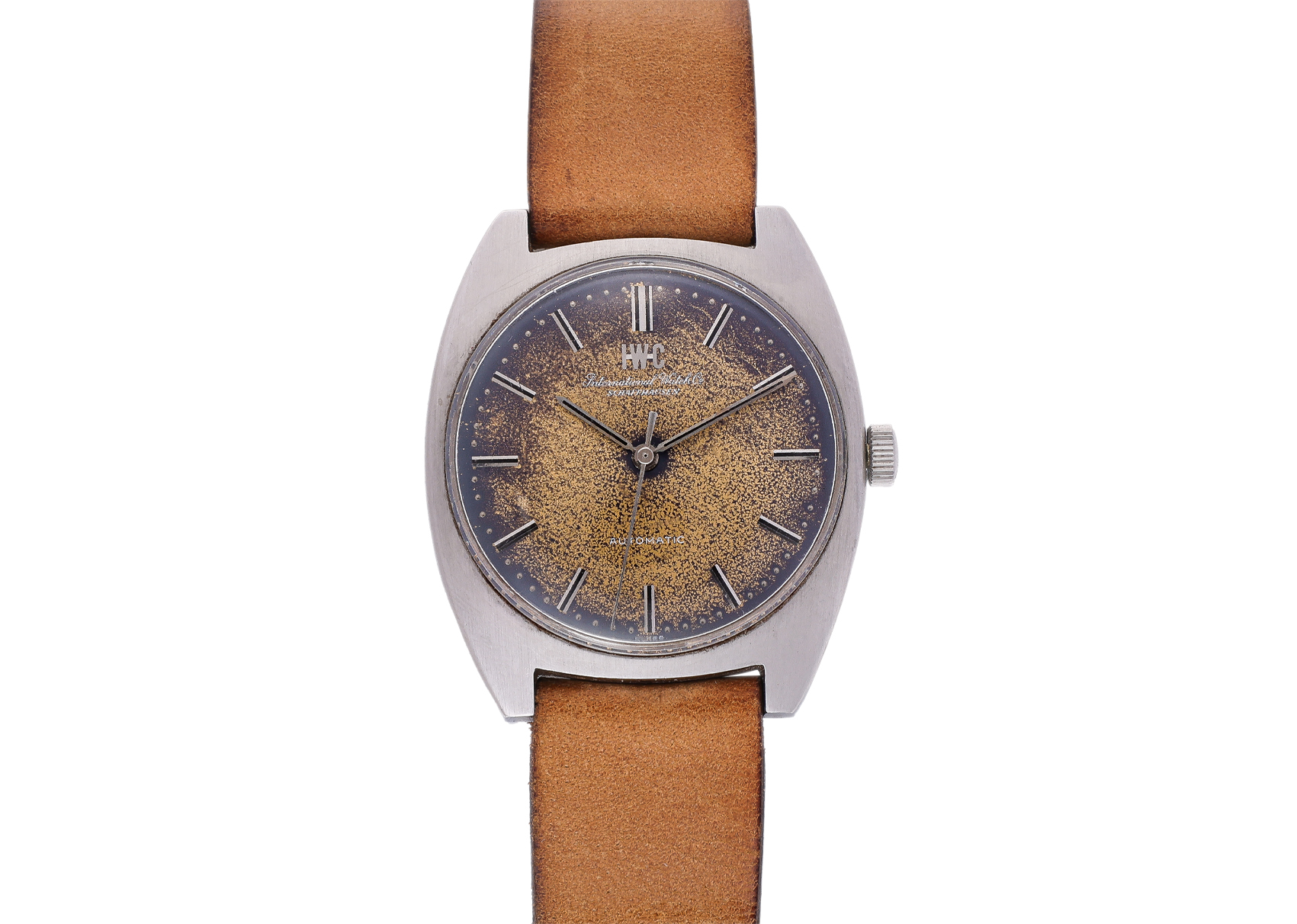 IWC - A STAINLESS STEEL AUTOMATIC WRISTWATCH WITH TROPICAL DIAL