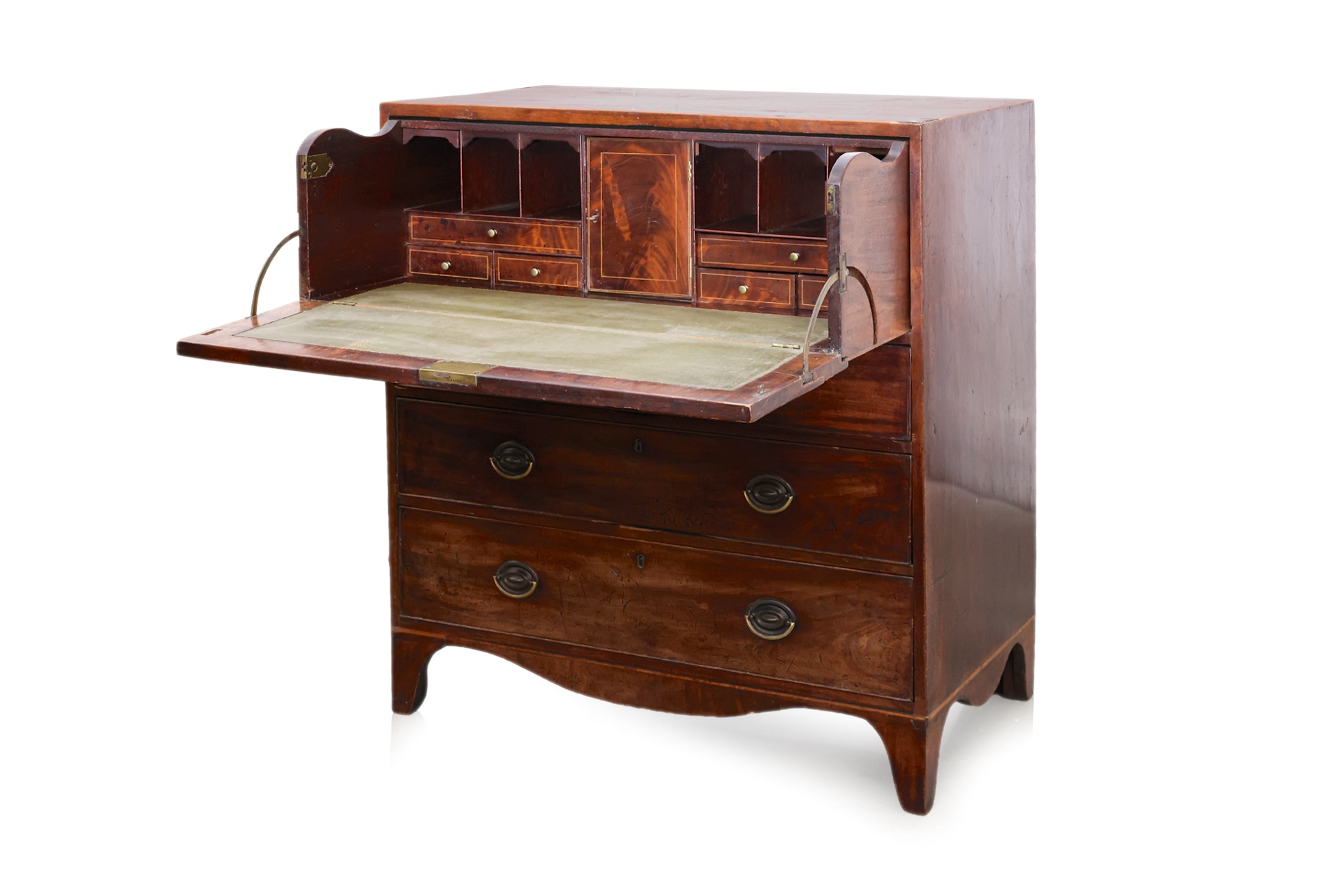 A GEORGE III MAHOGANY SECRETAIRE CHEST