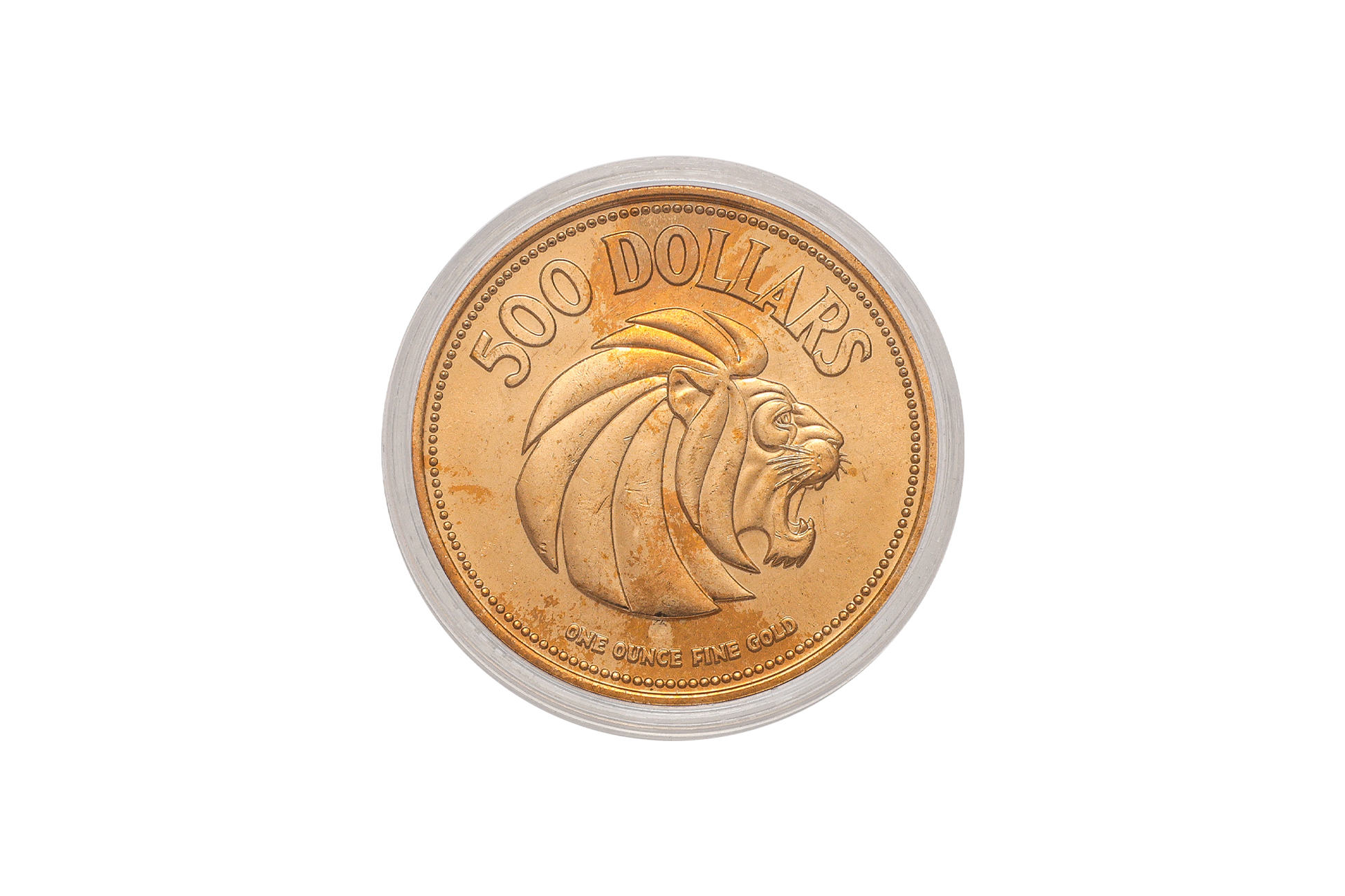 SINGAPORE, 10TH ANNIVERSARY $500 GOLD COIN 1965-1975