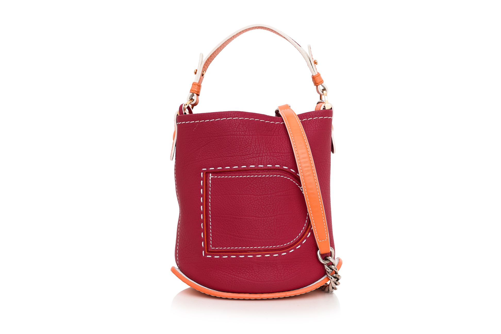 DELVAUX MINI PIN BUCKET BAG IN TRI-COLOUR LEATHER