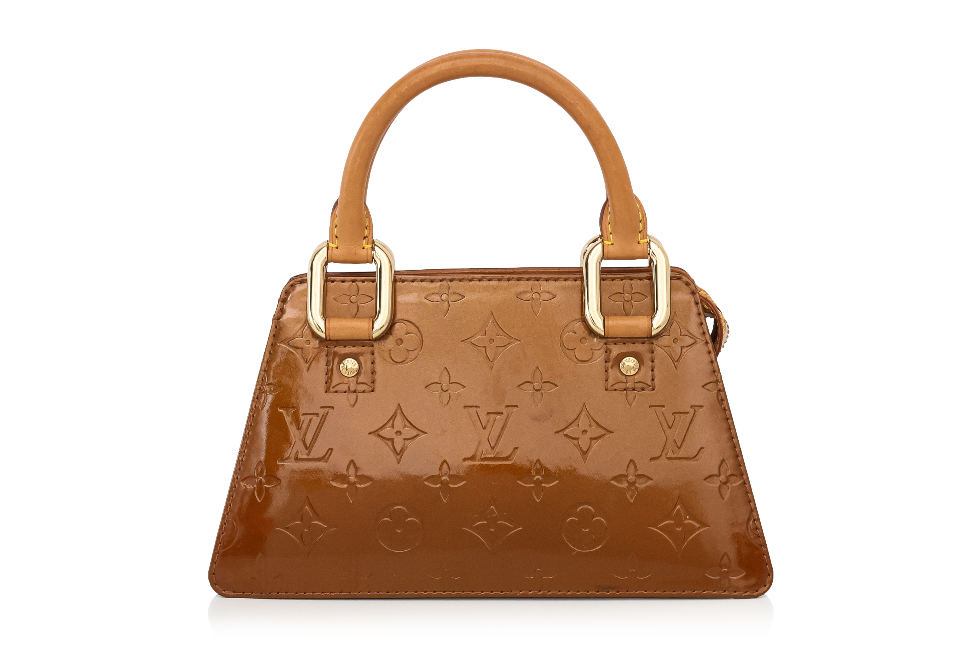 LOUIS VUITTON - A BROWN VERNIS MONOGRAM HANDBAG