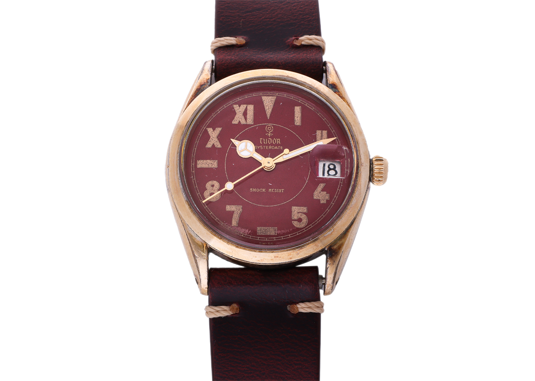 TUDOR - AN OYSTERDATE AUTOMATIC WRISTWATCH WITH RED DIAL