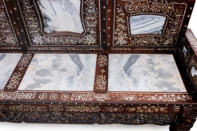 LOT 11 - A MARBLE INSET BLACKWOOD BENCH WITH FINE MOTHER OF PEARL INLAY 2.jpg