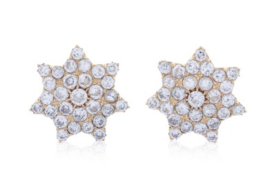 LOT 48 - A LARGE PAIR OF DIAMOND CLUSTER EARRINGS.jpg