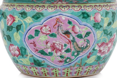 LOT 86 - A LARGE FAMILLE ROSE TURQUOISE-GROUND PHOENIX AND PEONY KAMCHENG 2.jpg