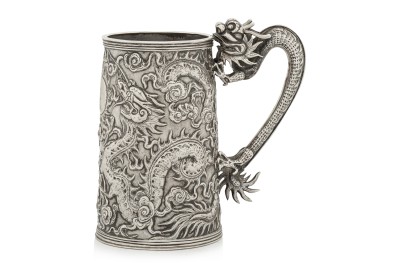 LOT 47  A CHINESE EXPORT SILVER DRAGON MUG.jpg