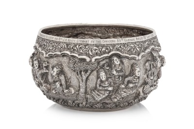 LOT 105  A BURMESE PRESENTATION SILVER BOWL OF MILITARY INTEREST.jpg