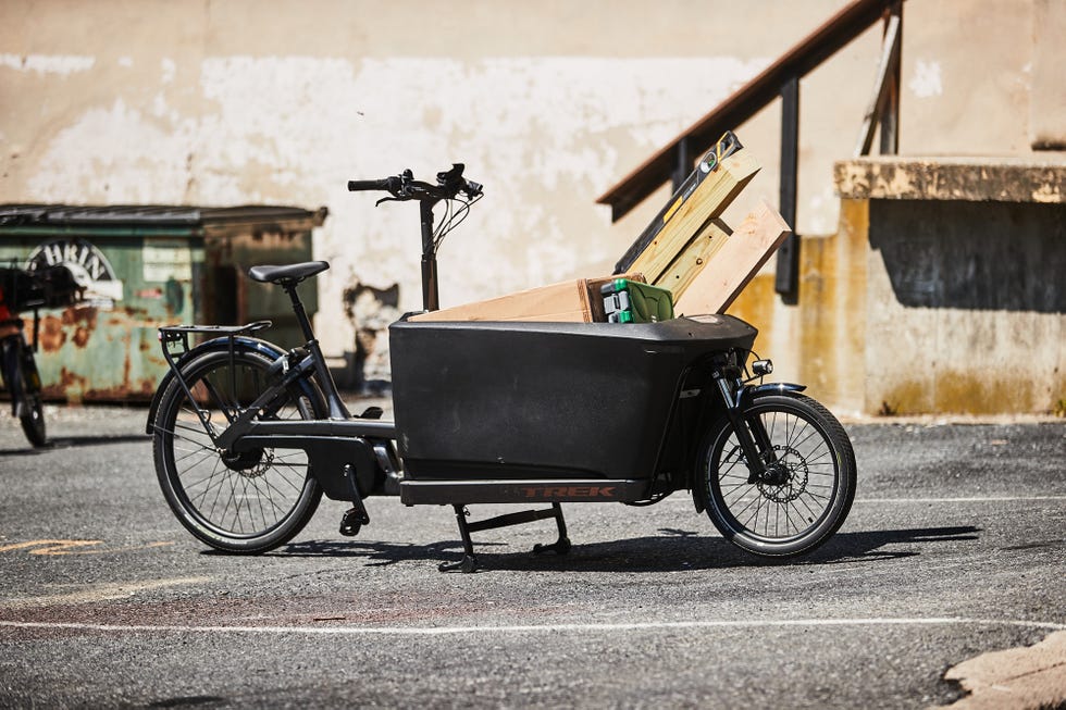 A person using a cargo e-bike