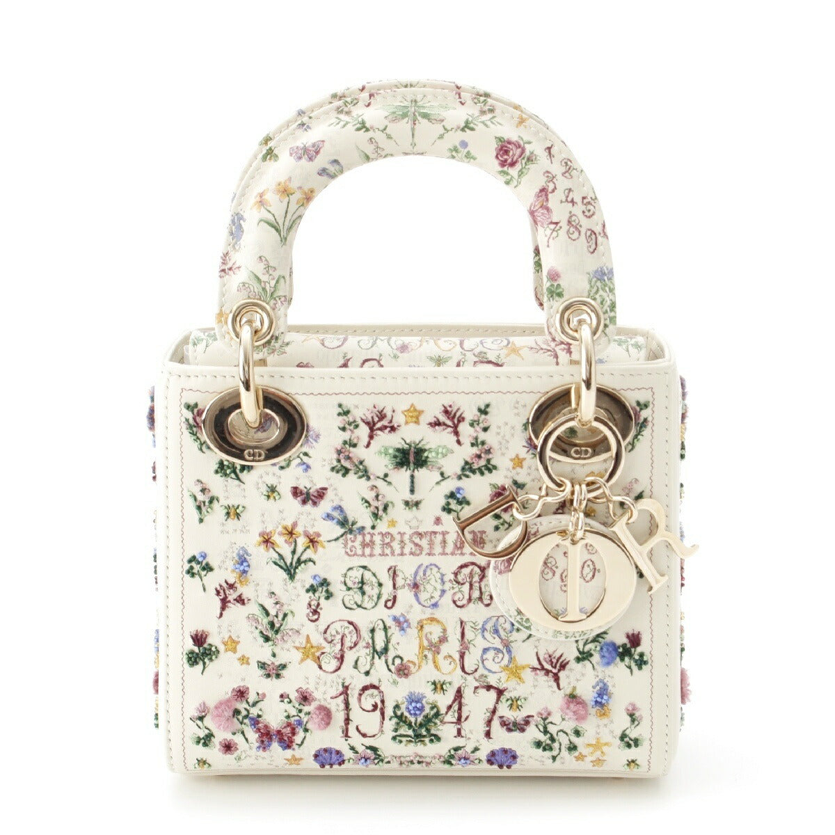Dior Lady Dior 1947 Beaded Mini Bag Women White One Size | eBay
