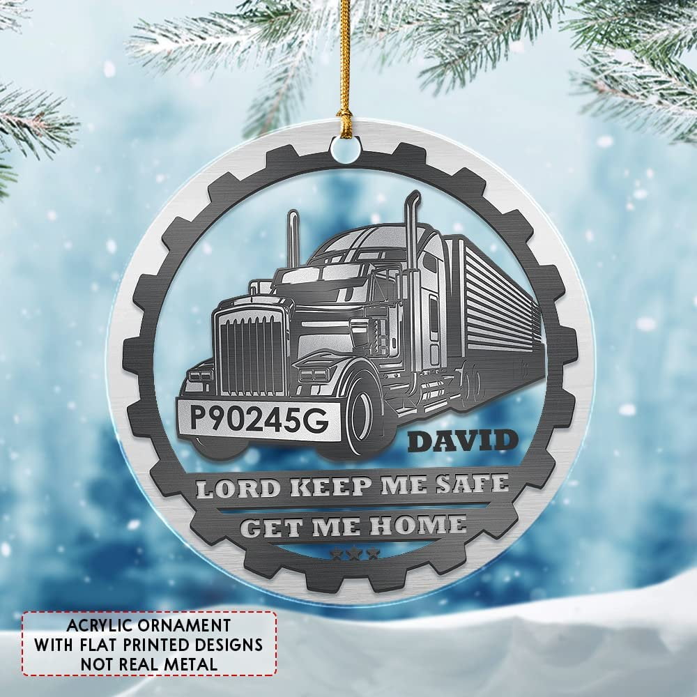 Personalized Acrylic Truck Driver Ornament Sandjest
