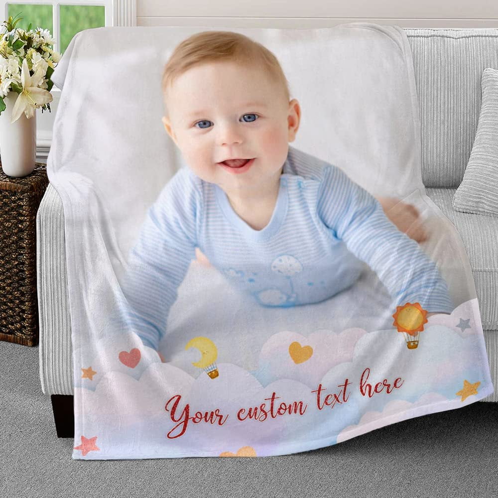 Personalized Baby Photo Blanket for Baby Boy Sandjest