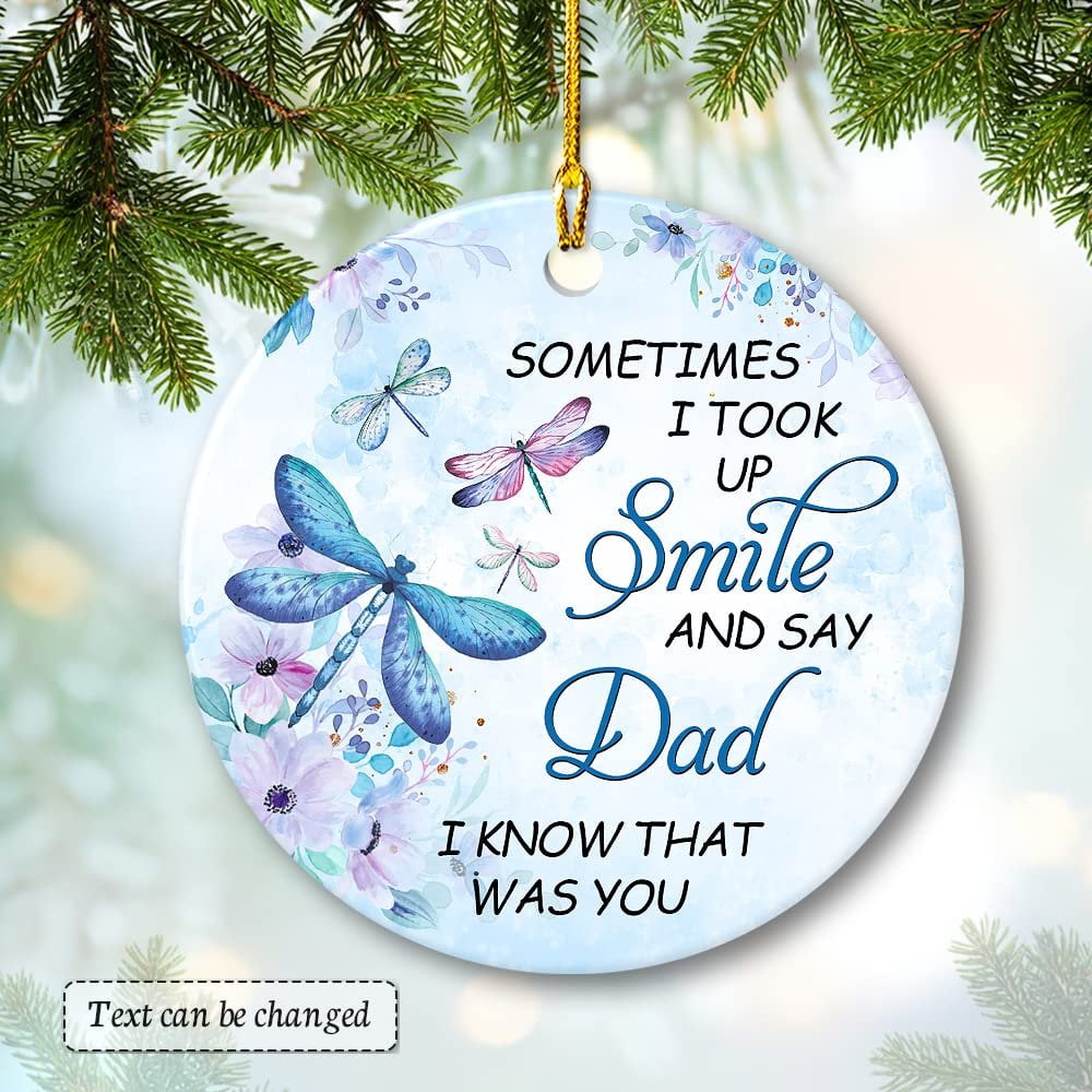 Personalized Ceramic Dragonfly Memorial Ornament For Dad Sandjest