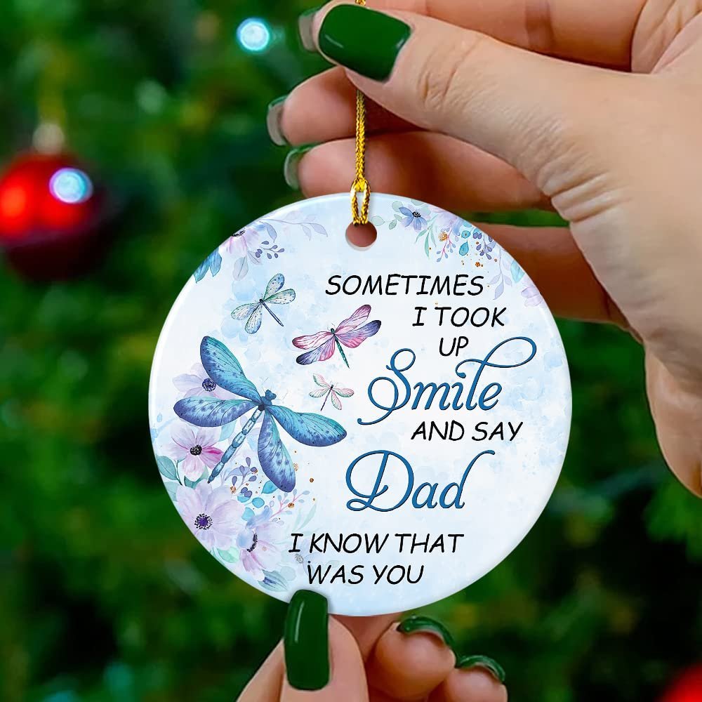 Personalized Ceramic Dragonfly Memorial Ornament For Dad Sandjest