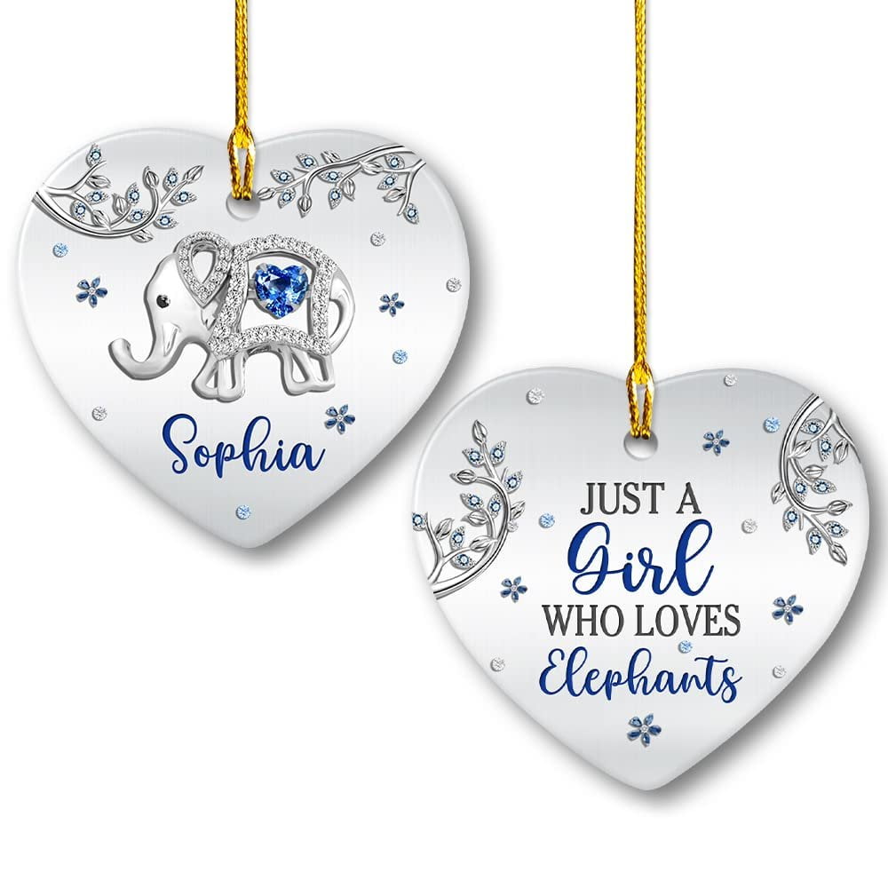 Personalized Elephant Ornament Girl Loves Elephants Sandjest