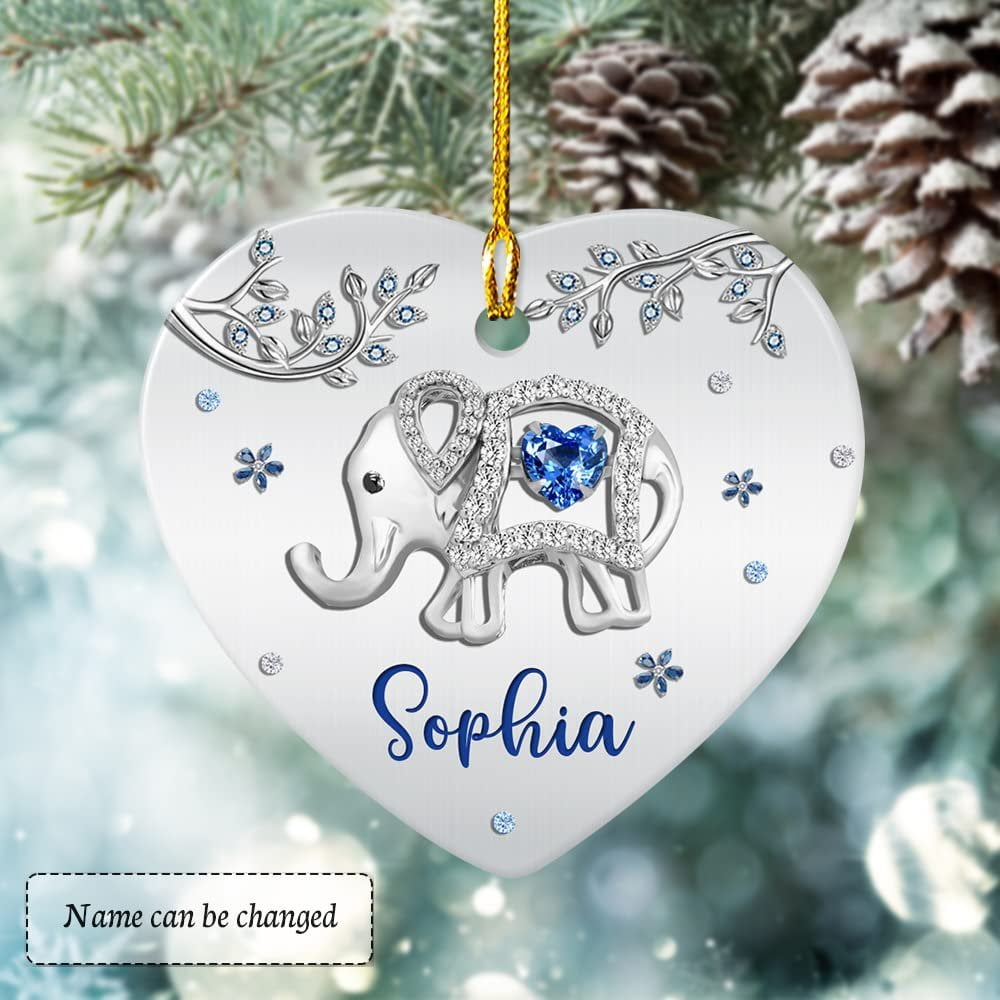 Personalized Elephant Ornament Girl Loves Elephants Sandjest